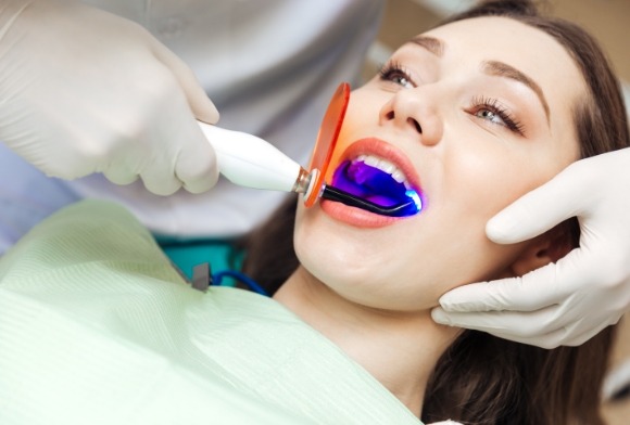 Patient receiving cosmetic dental bonding