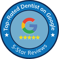 Top rated dentist on Google badge