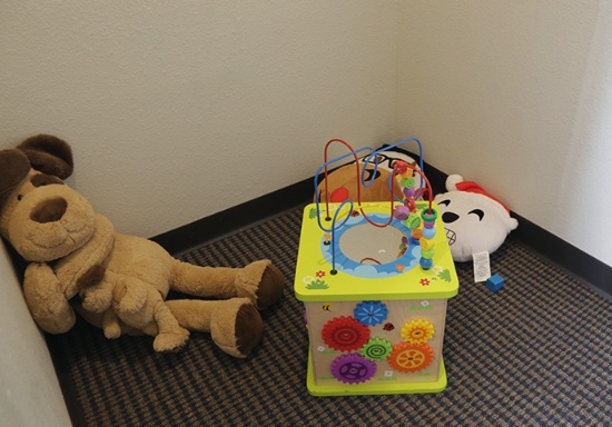 Kids toys in dental office waiting room