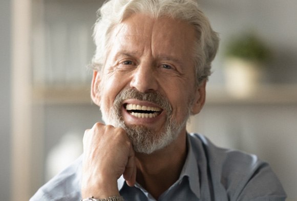 Close-up of a senior man smiling