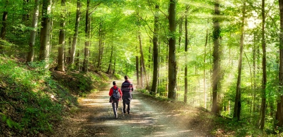 Two people on a hike