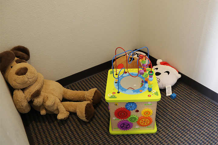 Children's toys in dental office waiting room