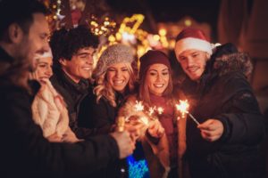 People together at holiday party.